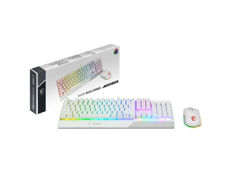 Клавиатура с мишка MSI Vigor GK30 Испанска Qwerty Бял