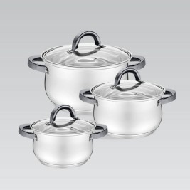 Касерола с Капак Feel Maestro MR-3522-6M-BLACK Сребрист Стомана Неръждаема стомана Ø 18 cm Ø 20 cm Ø 16 cm 2,5 L 1,8 L 3,5 L (6