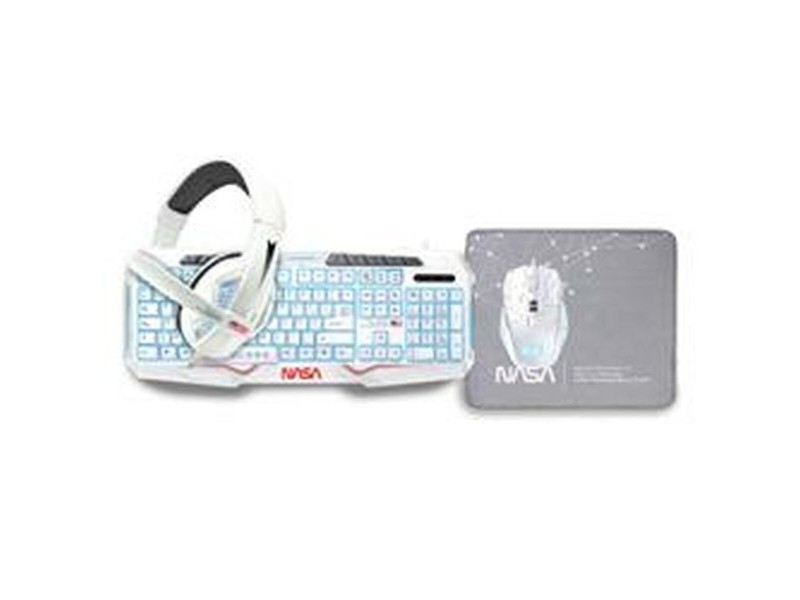 Клавиатура с мишка NASA ANDROMEDA4IN1-W Бял Многоцветен Испанска Qwerty