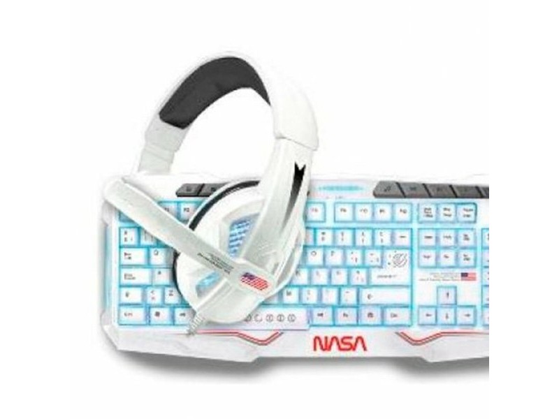 Клавиатура с мишка NASA ANDROMEDA4IN1-W Бял Многоцветен Испанска Qwerty