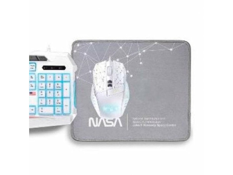 Клавиатура с мишка NASA ANDROMEDA4IN1-W Бял Многоцветен Испанска Qwerty