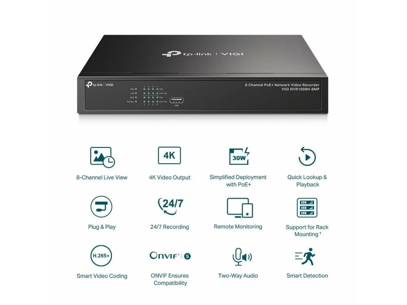 Мрежова записвачка на видео TP-Link VIGI NVR1008H-8MP