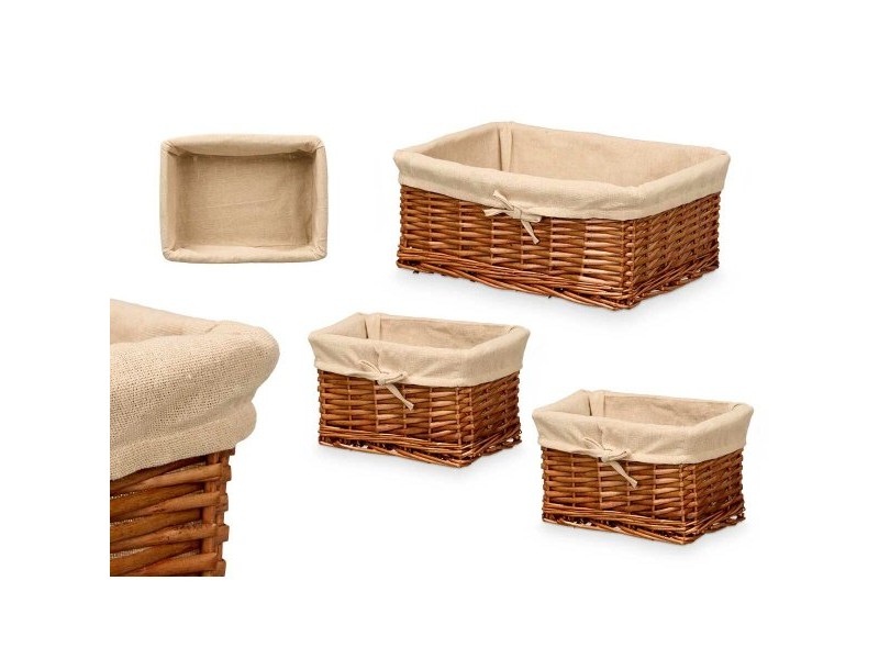 Комплект кошове Kipit полиестер плетена ракита Плат 50 % памук 39 x 16 x 30 cm 3 Части