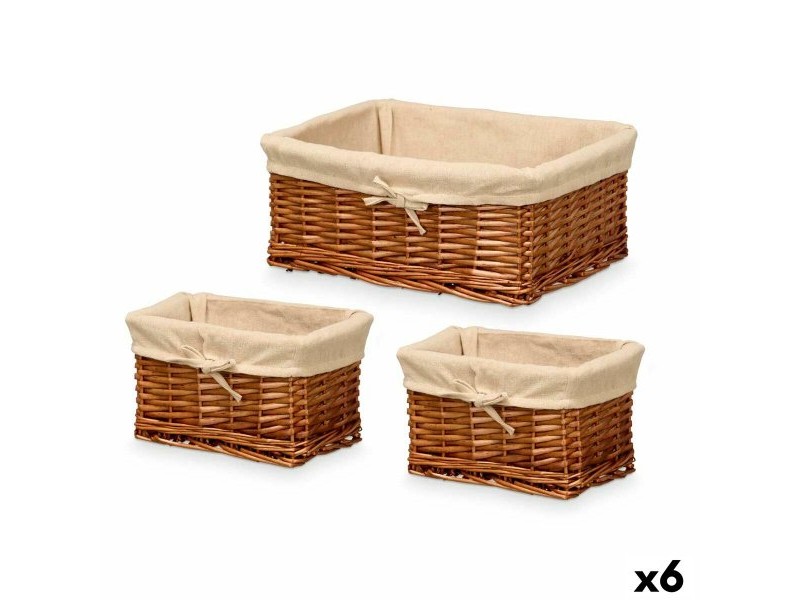 Комплект кошове Kipit полиестер плетена ракита Плат 50 % памук 39 x 16 x 30 cm 3 Части