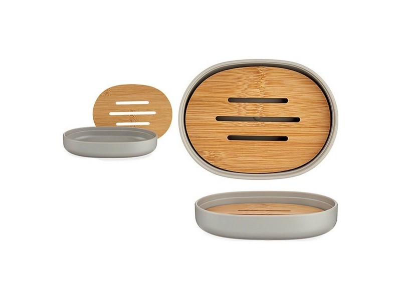 Cапунерка Berilo Кафяв Сив Бамбук полипропилен 9,5 x 2,5 x 13 cm 13 x 2,5 x 9,5 cm (6 броя)