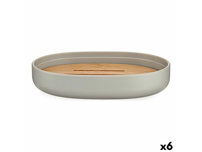 Cапунерка Berilo Кафяв Сив Бамбук полипропилен 9,5 x 2,5 x 13 cm 13 x 2,5 x 9,5 cm (6 броя)