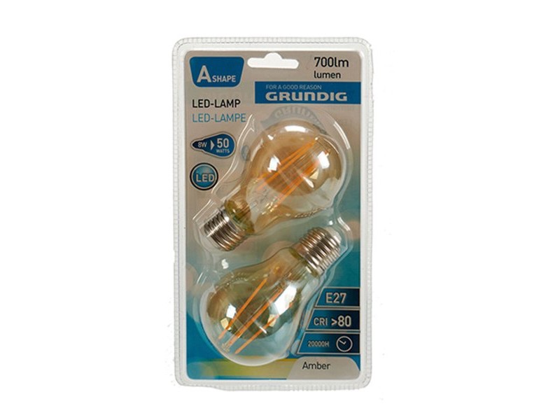 LED крушка Grundig 8 W 2300 K E27 Кехлибар 700 lm (10 броя) (6 x 10 x 6 cm)