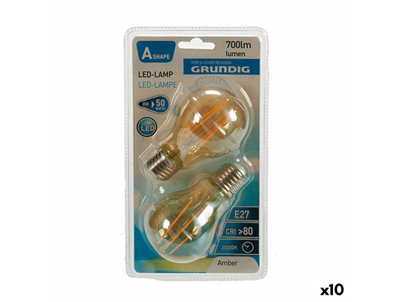 LED крушка Grundig 8 W 2300 K E27 Кехлибар 700 lm (10 броя) (6 x 10 x 6 cm)