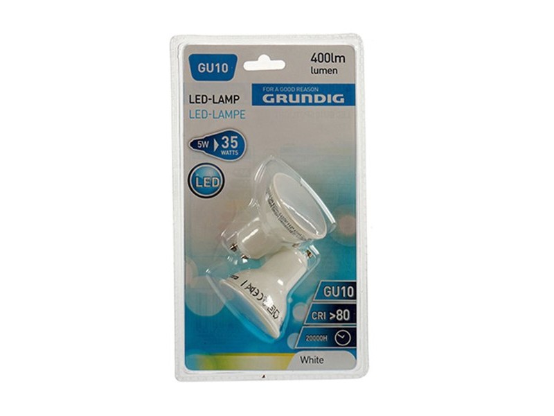 LED крушка Grundig 6400 K Бял 5 W GU10 400 lm (5 x 6 x 5 cm) (10 броя)