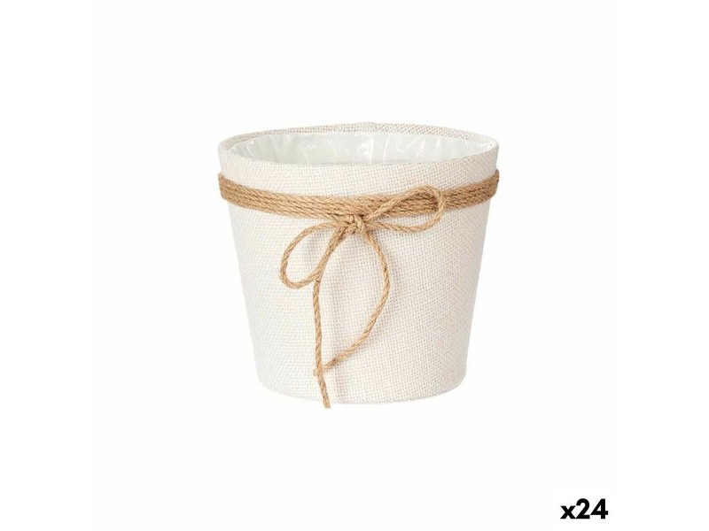 Саксия Ibergarden Бял Кафяв Плат Въже Пластмаса 18 x 16 cm 19,5 x 17,5 x 19,5 cm (24 броя)