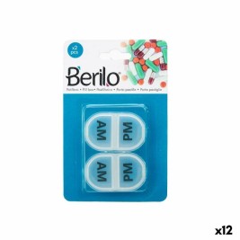 Кутия за Хапчета с Отделения Berilo Прозрачен Пластмаса 11,5 x 18 x 2,2 cm Комплект (12 броя)