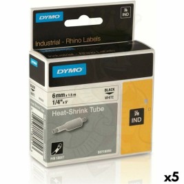 Ламинирана лента за етикетиране Rhino Dymo ID1-6 Бял Черен 6 x 1,5 mm (5 броя)
