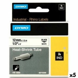 Ламинирана лента за етикетиране Rhino Dymo ID1-12 Бял Черен 12 x 1,5 mm (5 броя)