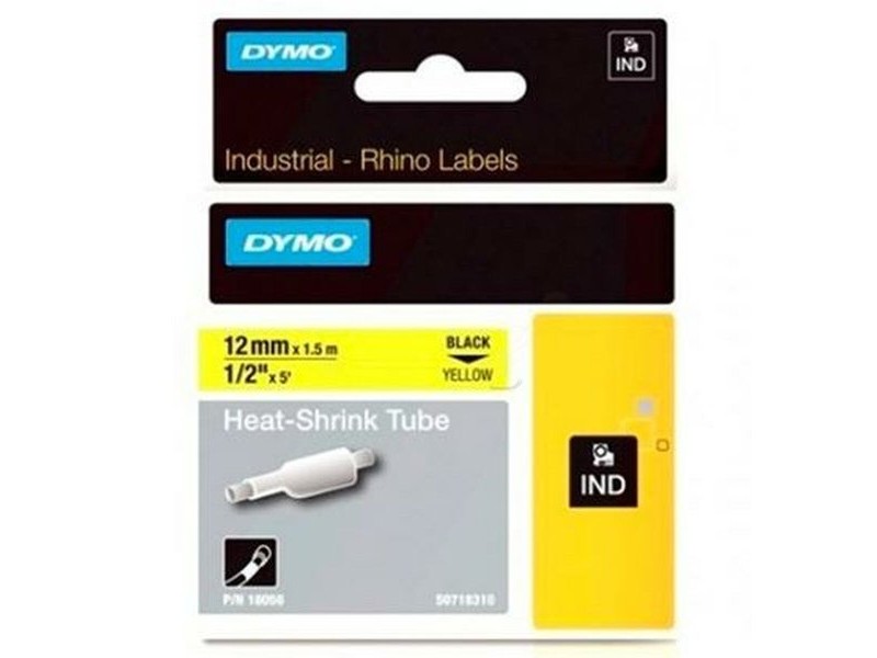 Ламинирана лента за етикетиране Rhino Dymo ID1-12 Жълт Черен 12 x 1,5 mm (5 броя)