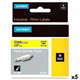Ламинирана лента за етикетиране Rhino Dymo ID1-12 Жълт Черен 12 x 1,5 mm (5 броя)