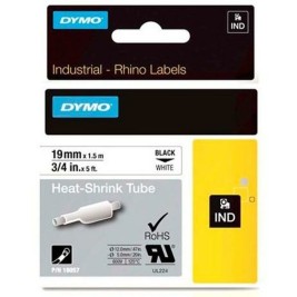 Комплект Термосвиваеми Тръби Rhino Dymo ID1-19 19 x 1,5 mm Черен Бял (5 броя)