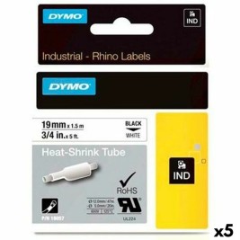 Комплект Термосвиваеми Тръби Rhino Dymo ID1-19 19 x 1,5 mm Черен Бял (5 броя)