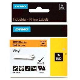 Ламинирана лента за етикетиране Rhino Dymo ID1-19 Черен Оранжев 19 x 5,5 mm Самозалепващи Винил (5 броя)