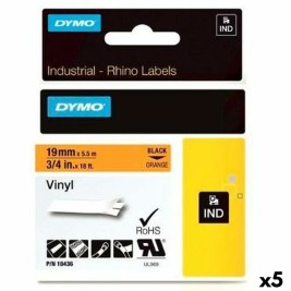 Ламинирана лента за етикетиране Rhino Dymo ID1-19 Черен Оранжев 19 x 5,5 mm Самозалепващи Винил (5 броя)