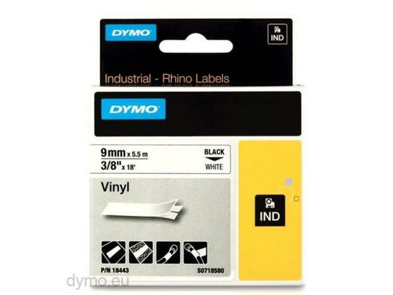 Ламинирана лента за етикетиране Rhino Dymo ID1-9 Бял Черен 9 x 5,5 mm Винил (5 броя)