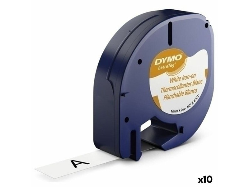 Ламинирана лента за етикетиране Dymo 18769 12 mm x 2 m Черен Бял Текстил (10 броя)