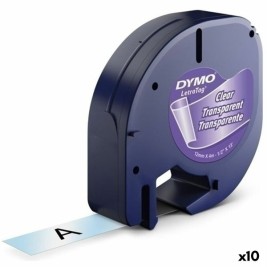 Ламинирана лента за етикетиране Dymo 12267 12 mm x 4 m Прозрачен Пластмаса Черен (10 броя)