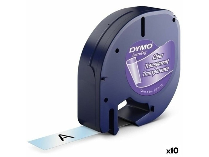 Ламинирана лента за етикетиране Dymo 12267 12 mm x 4 m Прозрачен Пластмаса Черен (10 броя)