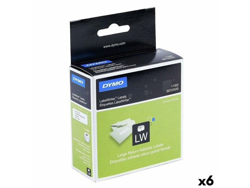 Етикети за принтер Dymo 500 Части 25 x 54 mm Бял Черен (6 броя)