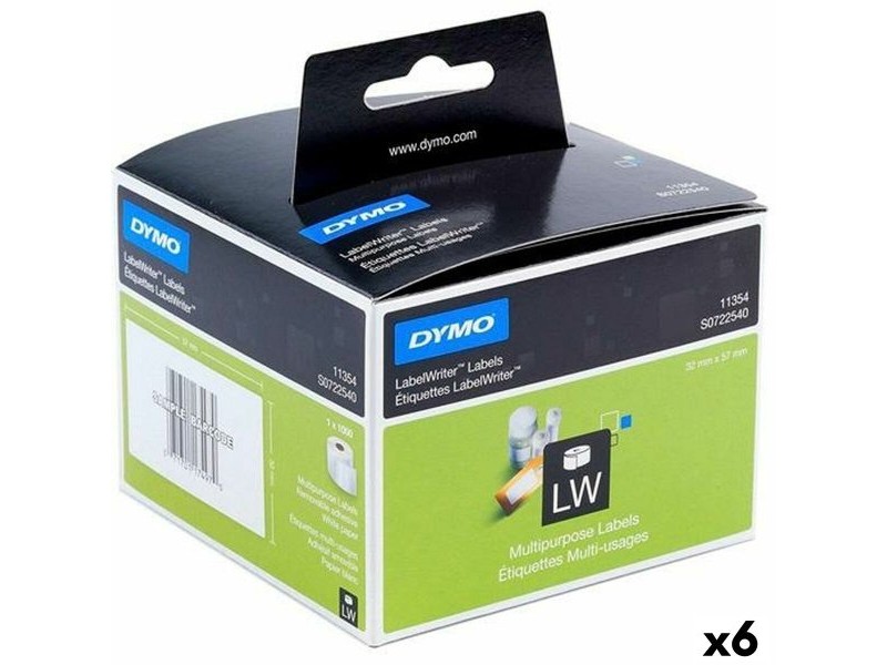 Етикети за принтер Dymo Бял Черен 32 x 57 mm 1000 Части (6 броя)
