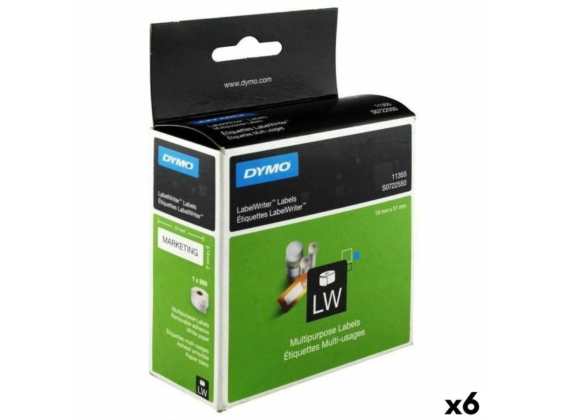Топ етикети Dymo LW11355 19 x 51 mm Бял Черен (6 броя)