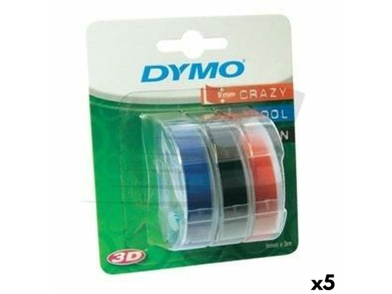 Ламинирана лента за етикетиране Dymo 9 mm x 3 m Червен Черен Син (5 броя)