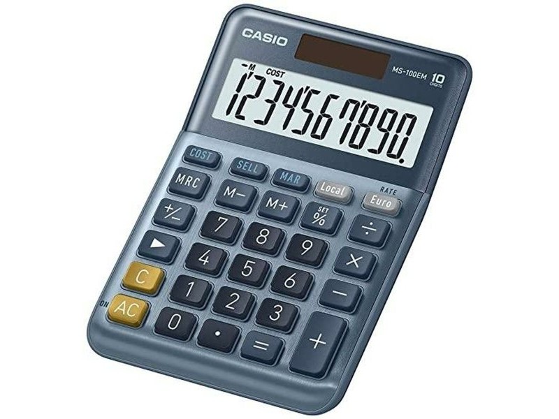 Калкулатор Casio MS-100EM Син (10 броя)