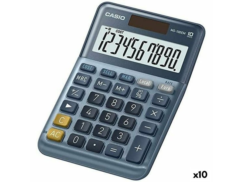 Калкулатор Casio MS-100EM Син (10 броя)