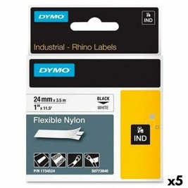 Ламинирана лента за етикетиране Dymo Rhino Черен Бял (5 броя)