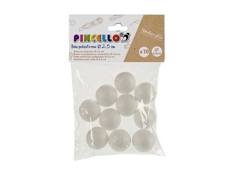 Занаятчийски Материал Pincello Топки полистирен Ø 2,5 cm Бял 12 броя