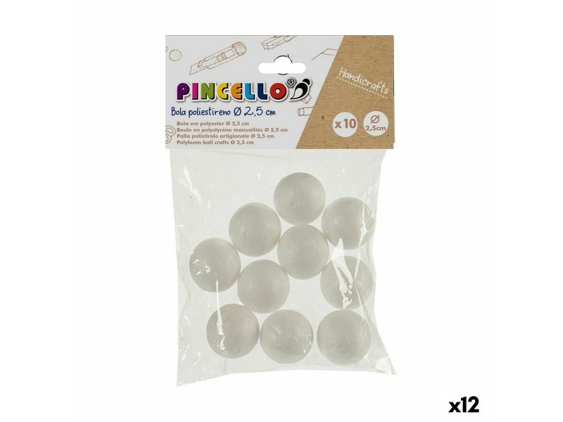 Занаятчийски Материал Pincello Топки полистирен Ø 2,5 cm Бял 12 броя