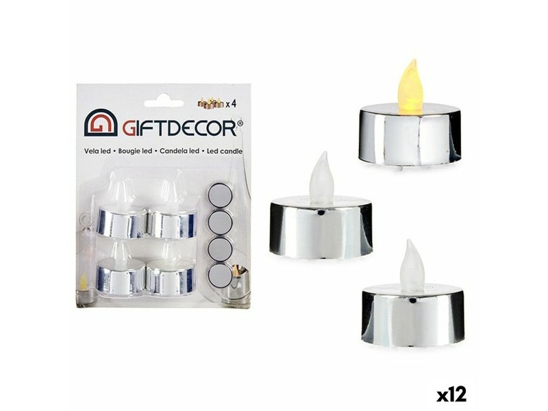 Комплект Свещи Gift Decor Сребрист Сребро 4 x 4 x 3,7 cm 13,5 x 17 x 4 cm (12 броя)