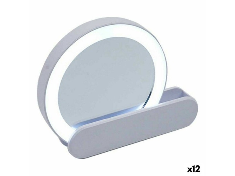 Огледало Berilo Бял ABS 9 x 2 x 10 cm LED Светлина (12 броя)