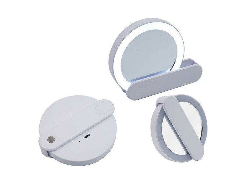 Огледало Berilo Бял ABS 9 x 2 x 10 cm LED Светлина (12 броя)