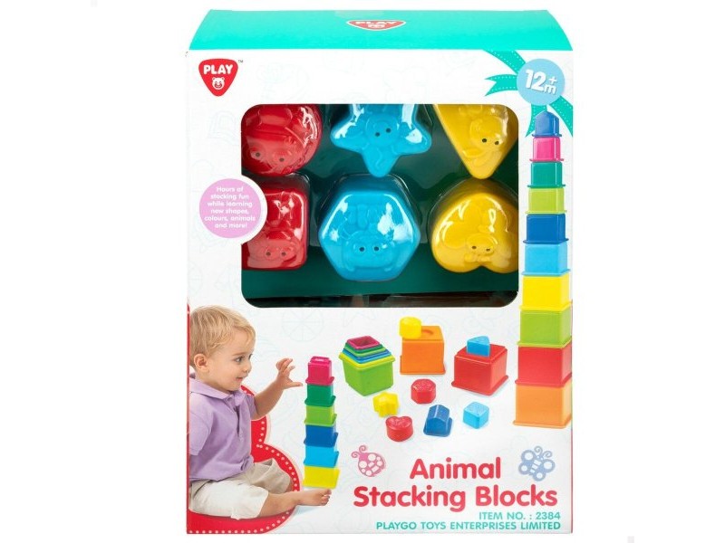 Блокчета за Подреждане PlayGo 16 Части 4 броя 10,5 x 9 x 10,5 cm