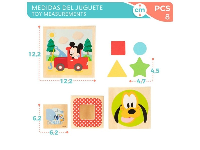 Блокчета за Подреждане Disney 8 Части 4 броя 12,2 x 12,2 x 12,2 cm