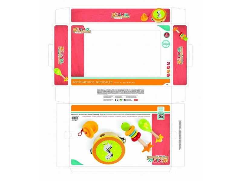 Играчка Комплект музикални инструменти Woomax Дървен 14,5 x 4,5 x 14,5 cm (4 броя)