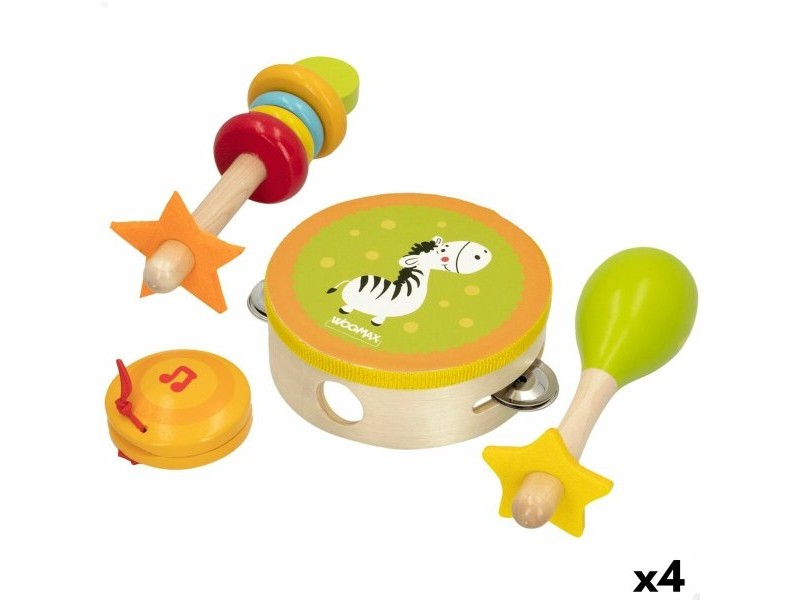 Играчка Комплект музикални инструменти Woomax Дървен 14,5 x 4,5 x 14,5 cm (4 броя)