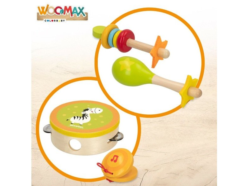 Играчка Комплект музикални инструменти Woomax Дървен 14,5 x 4,5 x 14,5 cm (4 броя)