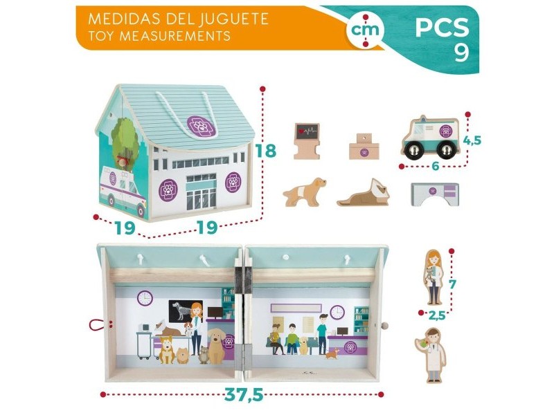 Playset Woomax Ветеринар 9 Части 4 броя 19 x 18 x 19 cm