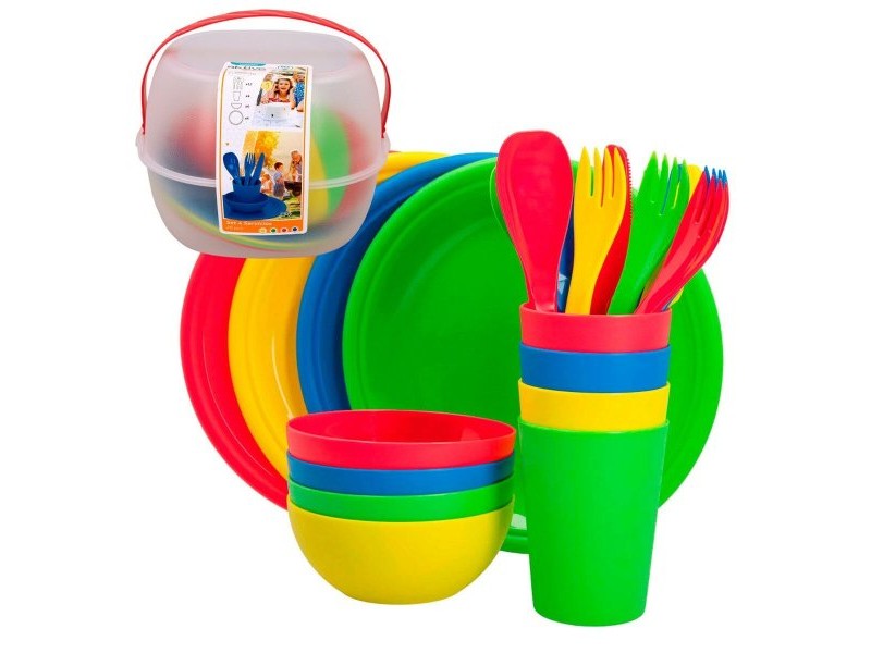 Комплект за пикник Aktive 22,5 x 1,5 x 22,5 cm полипропилен (4 броя)