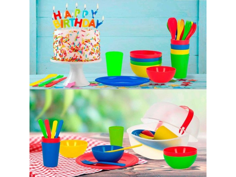 Комплект за пикник Aktive 22,5 x 1,5 x 22,5 cm полипропилен (4 броя)