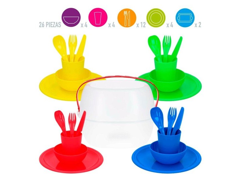 Комплект за пикник Aktive 22,5 x 1,5 x 22,5 cm полипропилен (4 броя)