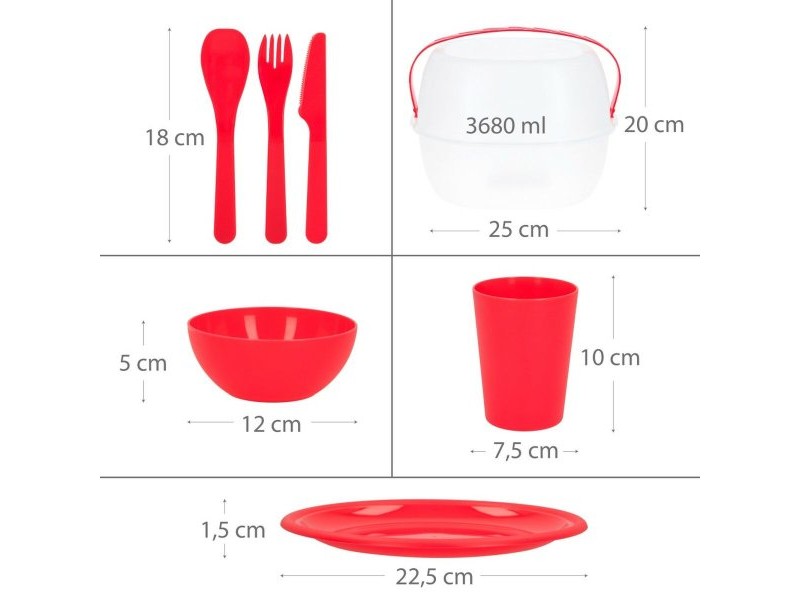Комплект за пикник Aktive 22,5 x 1,5 x 22,5 cm полипропилен (4 броя)