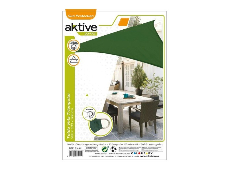 Сянка платна Aktive Триъгълна Зелен 500 x 0,5 x 500 cm (4 броя)